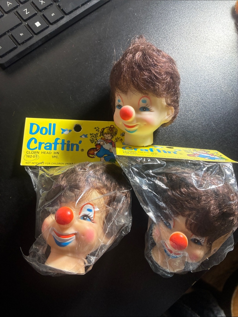 3 clown heads Doll Craftin